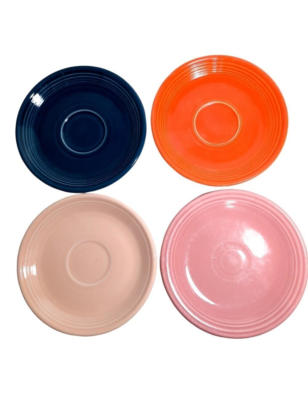Fiesta Ware set 4 saucers small plates radioactive orange apricot juniper rose